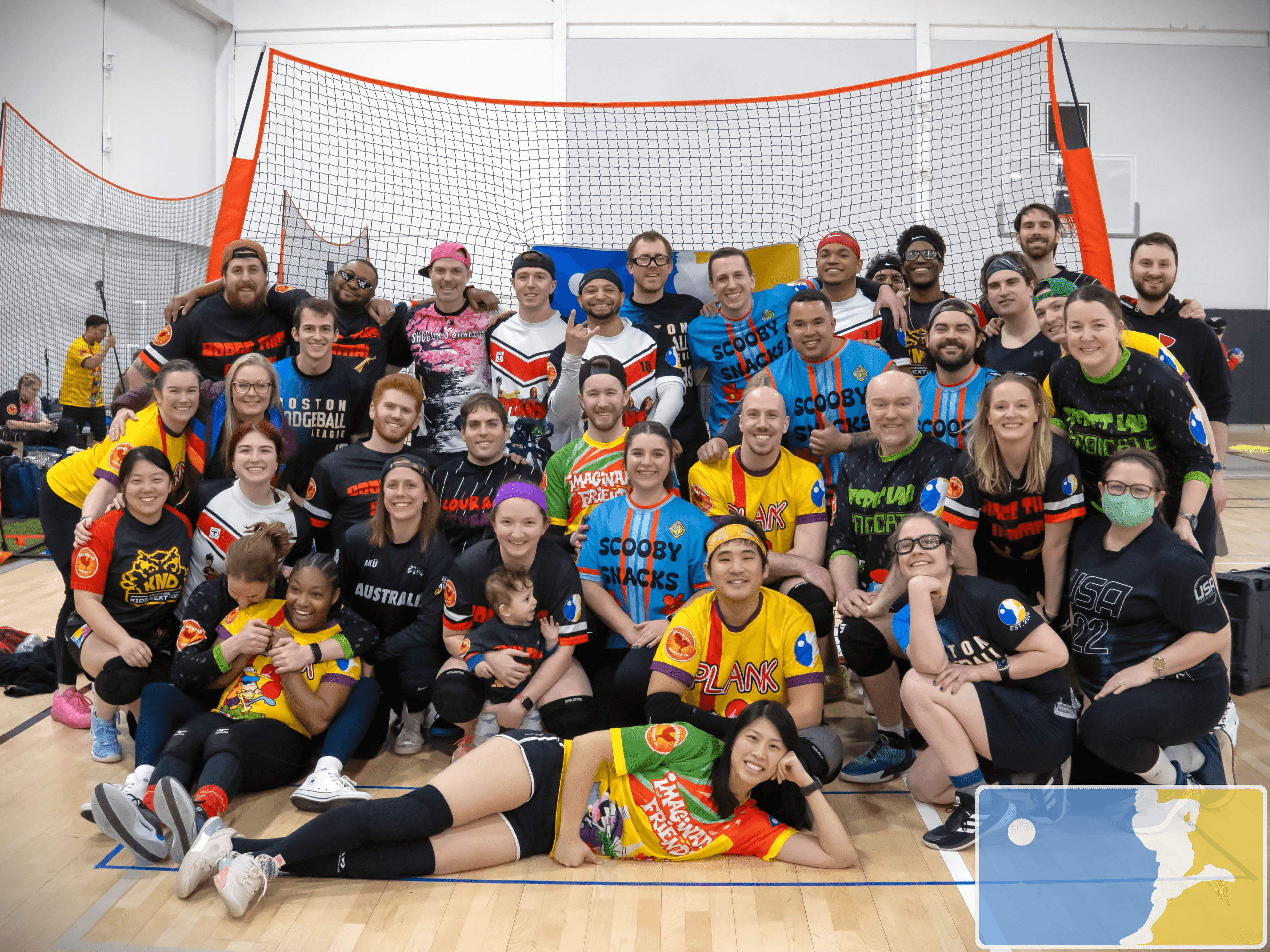 Boston community enjoying a dodgeball event. Photo credit: Emily Hotz